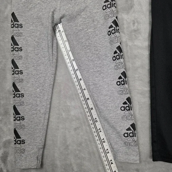 Adidas Girls Size 5 Leggings Lot Black Gray AEROREADY 2Pc Set - Picture 4 of 14